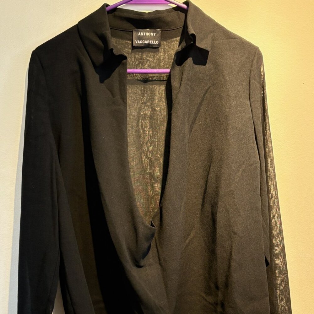 Anthony Vaccarello - Black Open Front Button Down Shirt